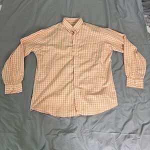 Tommy Bahama Men Top Casual Button-Down Shirt Check Plaid Cotton Orange 16 34-35